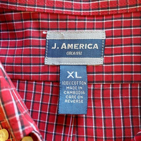 Ohio State Buckeyes Button Down Shirt Mens XL Red Plaid J.America Single Pocket - Picture 6 of 8